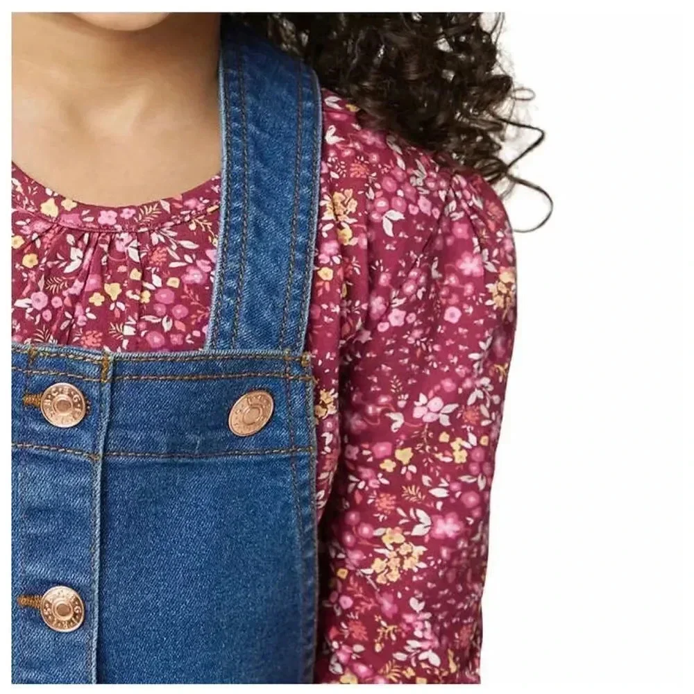 #5 BCBG Girls Kids' 2-piece Button Down Jean Skirt Jumper Set Floral Shirt